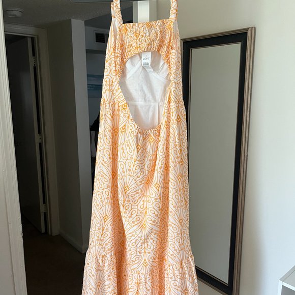 GORGEOUS Orange/ White Dress from Loft, Perfect for Wedding - Picture 9 of 9